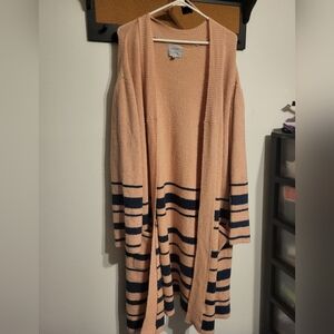 Gypsy Cloud 3x Striped Pink and Black Open Front Cardigan